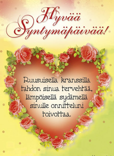 Ansio Hyvää syntymäpäivää ruusu sydän kortti